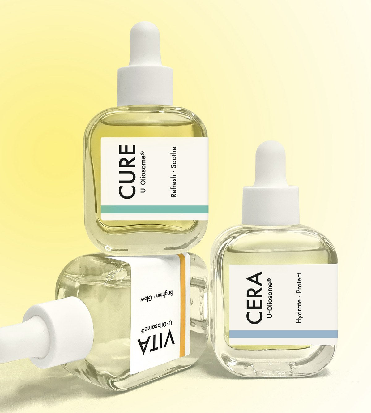 Exoblanc Oil CERA, VITA and CURE dropper bottles